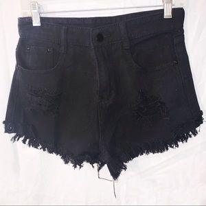 Black distressed Jean Shorts